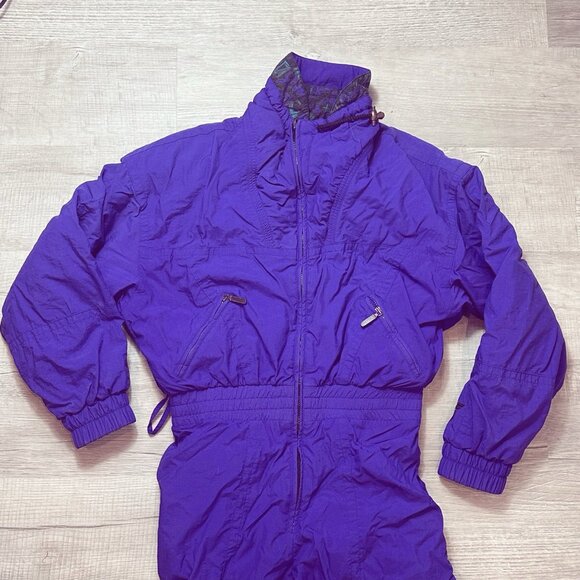 Vintage 80s Tyrolia Reversible Ski Suit Womens One Piece Snowsuit Snow Bib Sz 10 - Picture 3 of 13
